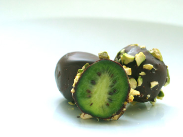 kiwis arctiques au chocolat et à la pistache
