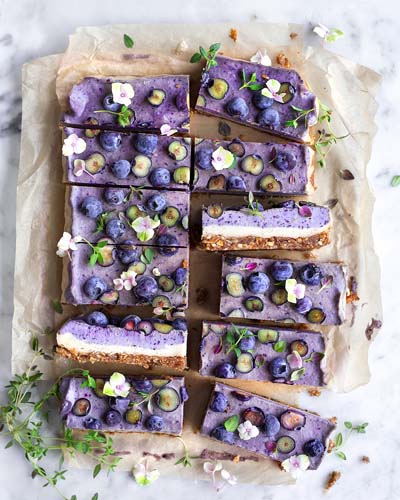 Gâteau cru de Thyme aux myrtilles rêveres - Dreamy Blueberry Thyme Raw Cake